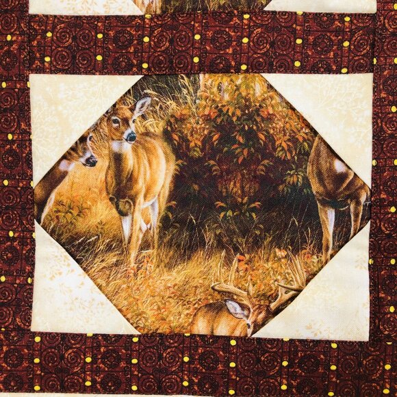 Quilted Wall Hanging Buck & Doe Deer Rustic Wildlife Decor Cabin LodCore Homemad - Picture 4 of 10